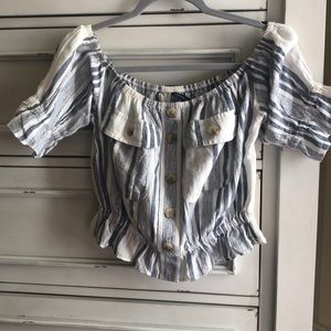 Off the shoulder striped shirt
